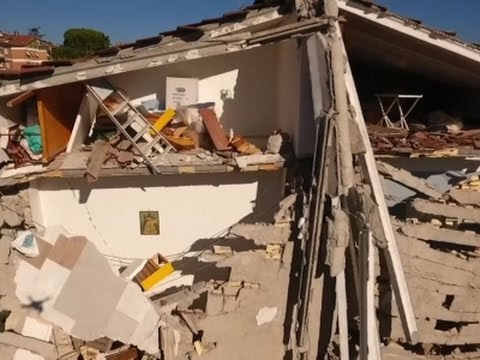 drone footage shows italy earthquake damage