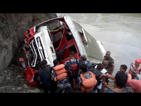 bus plunges into river in nepal killing