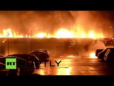 massive blaze devours garage in stockholm
