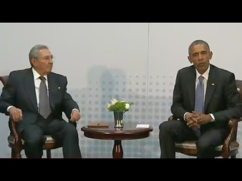 obama castro hold sitdown meeting